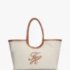 Maxi-Tasche aus Leinen mit Schriftzug-Monogramm
