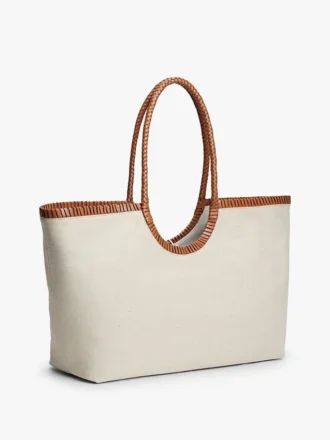 Maxi-Tasche aus Leinen mit Schriftzug-Monogramm