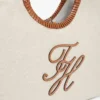 Maxi-Tasche aus Leinen mit Schriftzug-Monogramm