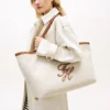 Maxi-Tasche aus Leinen mit Schriftzug-Monogramm