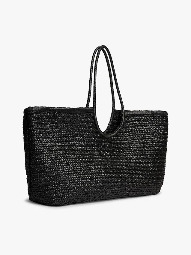Maxi-Tasche aus Raffia mit Schriftzug-Monogramm Maxi-Tasche aus Raffia mit Schriftzug-Monogramm
