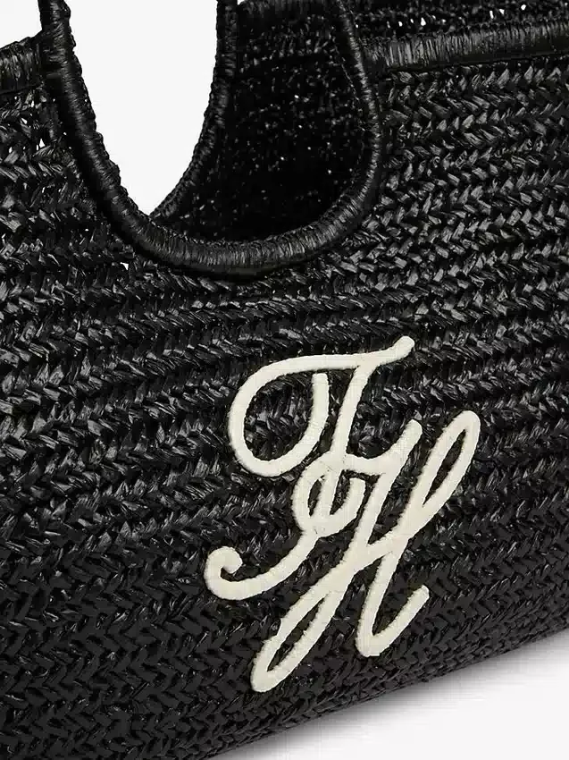 Maxi-Tasche aus Raffia mit Schriftzug-Monogramm Maxi-Tasche aus Raffia mit Schriftzug-Monogramm