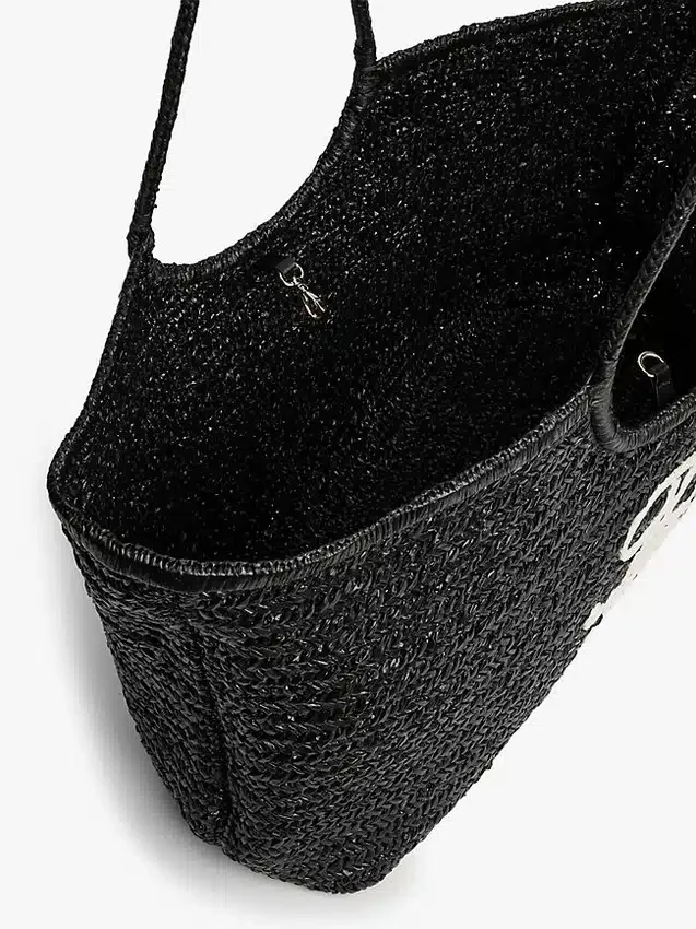 Maxi-Tasche aus Raffia mit Schriftzug-Monogramm Maxi-Tasche aus Raffia mit Schriftzug-Monogramm