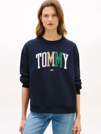 Mehrfarbiges Sweatshirt mit Tommy-Logo im College-Stil
