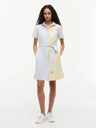 Mehrstreifiges Oxford-Hemdkleid