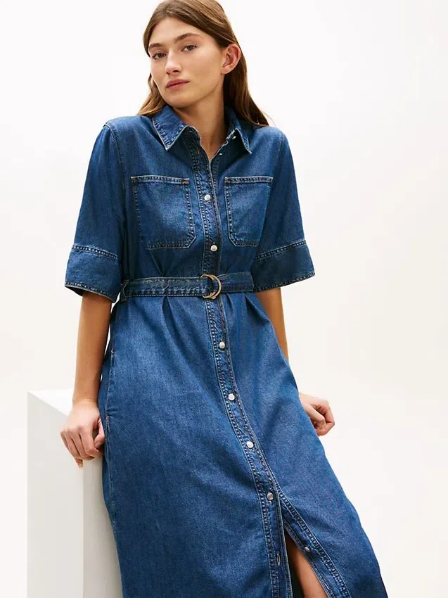 Midi-Jeanskleid mit Gürtel Midi-Jeanskleid mit Gürtel