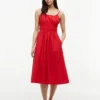 Midi-Kleid aus gerafftem Popeline Midi-Kleid aus gerafftem Popeline