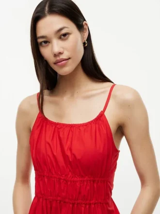 Midi-Kleid aus gerafftem Popeline