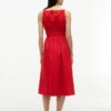 Midi-Kleid aus gerafftem Popeline Midi-Kleid aus gerafftem Popeline