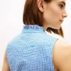 Midi-Kleid aus Gingham-Seersucker mit Gürtel