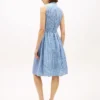 Midi-Kleid aus Gingham-Seersucker mit Gürtel