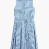Midi-Kleid aus Gingham-Seersucker mit Gürtel