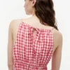 Midi-Kleid aus Leinenmischung mit Gingham-Muster und Raffungen Midi-Kleid aus Leinenmischung mit Gingham-Muster und Raffungen