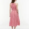 Midi-Kleid aus Leinenmischung mit Gingham-Muster und Raffungen Midi-Kleid aus Leinenmischung mit Gingham-Muster und Raffungen