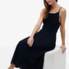 Midi-Kleid aus Leinenmischung mit Raffungen