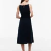 Midi-Kleid aus Leinenmischung mit Raffungen