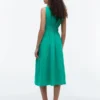 Midi-Kleid aus Leinenmischung mit Raffungen