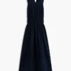 Midi-Kleid aus Leinenmischung mit Raffungen