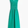 Midi-Kleid aus Leinenmischung mit Raffungen
