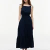 Midi-Kleid aus Seersucker mit Stufen