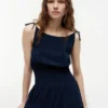 Midi-Kleid aus Seersucker mit Stufen