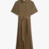 Midi-Kleid aus verschiedenen Materialien mit Plissee Midi-Kleid aus verschiedenen Materialien mit Plissee