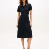 Midi-Polokleid mit Gürtel und Zierstreifen Midi-Polokleid mit Gürtel und Zierstreifen