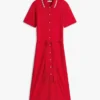 Midi-Polokleid mit Gürtel und Zierstreifen Midi-Polokleid mit Gürtel und Zierstreifen