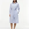 Midi-Shirtkleid mit durchgehendem Blumen- und Streifenmuster Midi-Shirtkleid mit durchgehendem Blumen- und Streifenmuster