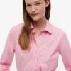 Midi-Shirtkleid mit durchgehendem Blumen- und Streifenmuster Midi-Shirtkleid mit durchgehendem Blumen- und Streifenmuster