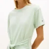 Midi-T-Shirt-Kleid aus Slub-Baumwolle mit Bindeband vorne Midi-T-Shirt-Kleid aus Slub-Baumwolle mit Bindeband vorne