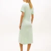Midi-T-Shirt-Kleid aus Slub-Baumwolle mit Bindeband vorne Midi-T-Shirt-Kleid aus Slub-Baumwolle mit Bindeband vorne
