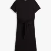 Midi-T-Shirt-Kleid aus Slub-Baumwolle mit Bindeband vorne Midi-T-Shirt-Kleid aus Slub-Baumwolle mit Bindeband vorne