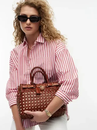 Mini-Tasche aus gewebtem Leder