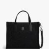 Mini-Tragetasche aus Nylon mit Monogramm-Ziernähten Mini-Tragetasche aus Nylon mit Monogramm-Ziernähten