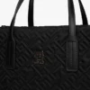 Mini-Tragetasche aus Nylon mit Monogramm-Ziernähten Mini-Tragetasche aus Nylon mit Monogramm-Ziernähten