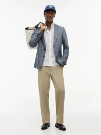 New York Label Blazer aus Leinen in Regular Fit