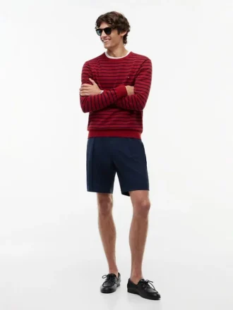 New York Label Plissierte Woll-Chino-Shorts
