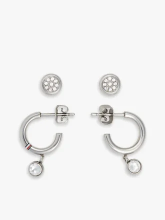 Ohrring-Set mit Kristallakzenten (Creolen & Ohrstecker)