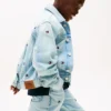Oversize-Jeansjacke für Kinder mit wellenförmigem Flaggenmuster Oversize-Jeansjacke für Kinder mit wellenförmigem Flaggenmuster