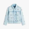 Oversize-Jeansjacke für Kinder mit wellenförmigem Flaggenmuster Oversize-Jeansjacke für Kinder mit wellenförmigem Flaggenmuster
