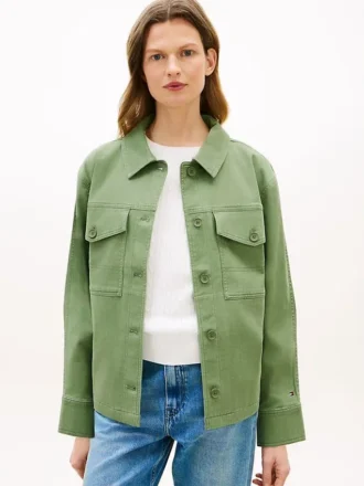 Oversized-Utility-Hemdjacke aus Twill