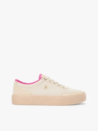 Plateausneaker aus Canvas mit gemischter Textur
