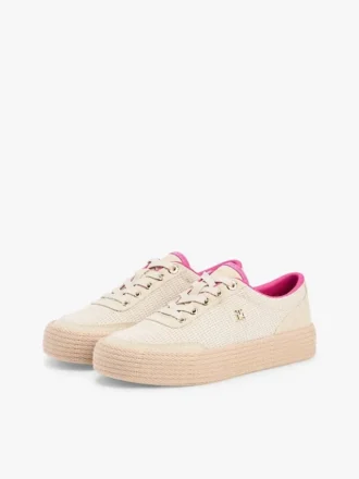 Plateausneaker aus Canvas mit gemischter Textur