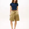 Plissierte Popeline-Shorts