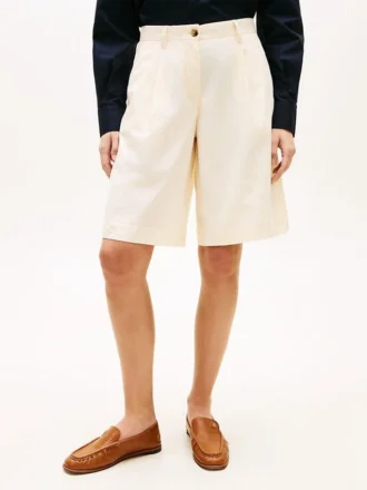 Plissierte Popeline-Shorts