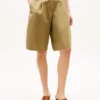 Plissierte Popeline-Shorts