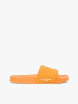 Pool-Slides aus Canvas mit Schriftzug-Monogramm