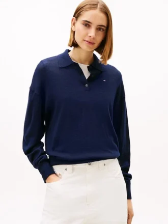 Pullover-Polo aus Woll-Seiden-Mischung
