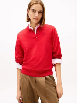 Pullover-Polo aus Woll-Seiden-Mischung